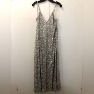 ZARA silver sequin midi dress size M